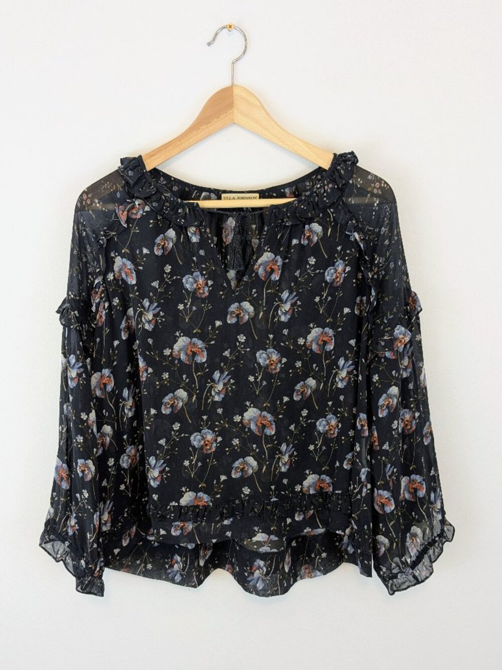 Ulla Johnson Raine Blouse in Midnight Floral Silk